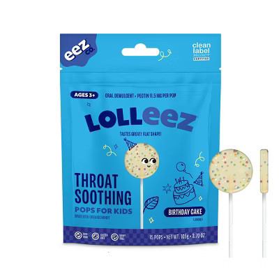 The Eez Co. - Lolleez Throat Soothing Pops - Birthday Cake - 15ct | Target
