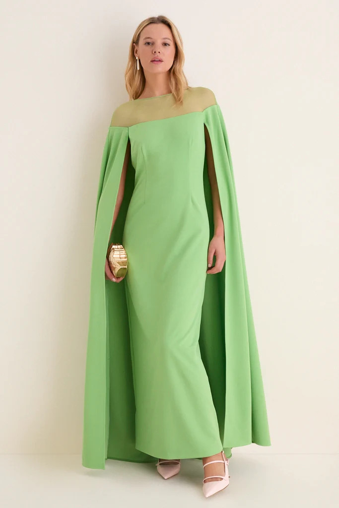 Pistachio Estelle Cape Maxi Dress | Tuckernuck (US)