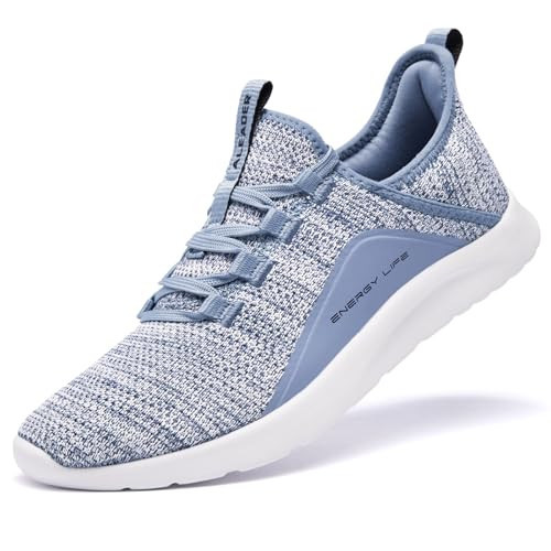 ALEADER Womens Fashion Sneakers Cloud Cushion Pure Running Shoes Slip On Walking Shoes Light Blue Size 9 US | Amazon (US)