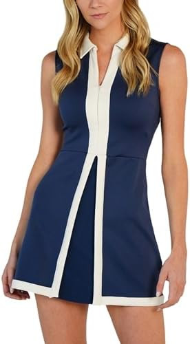 Lianlive Womens Tennis Dress Polo Collar Zip Front Golf Workout Athletic Mini Dresses Sleeveless ... | Amazon (US)