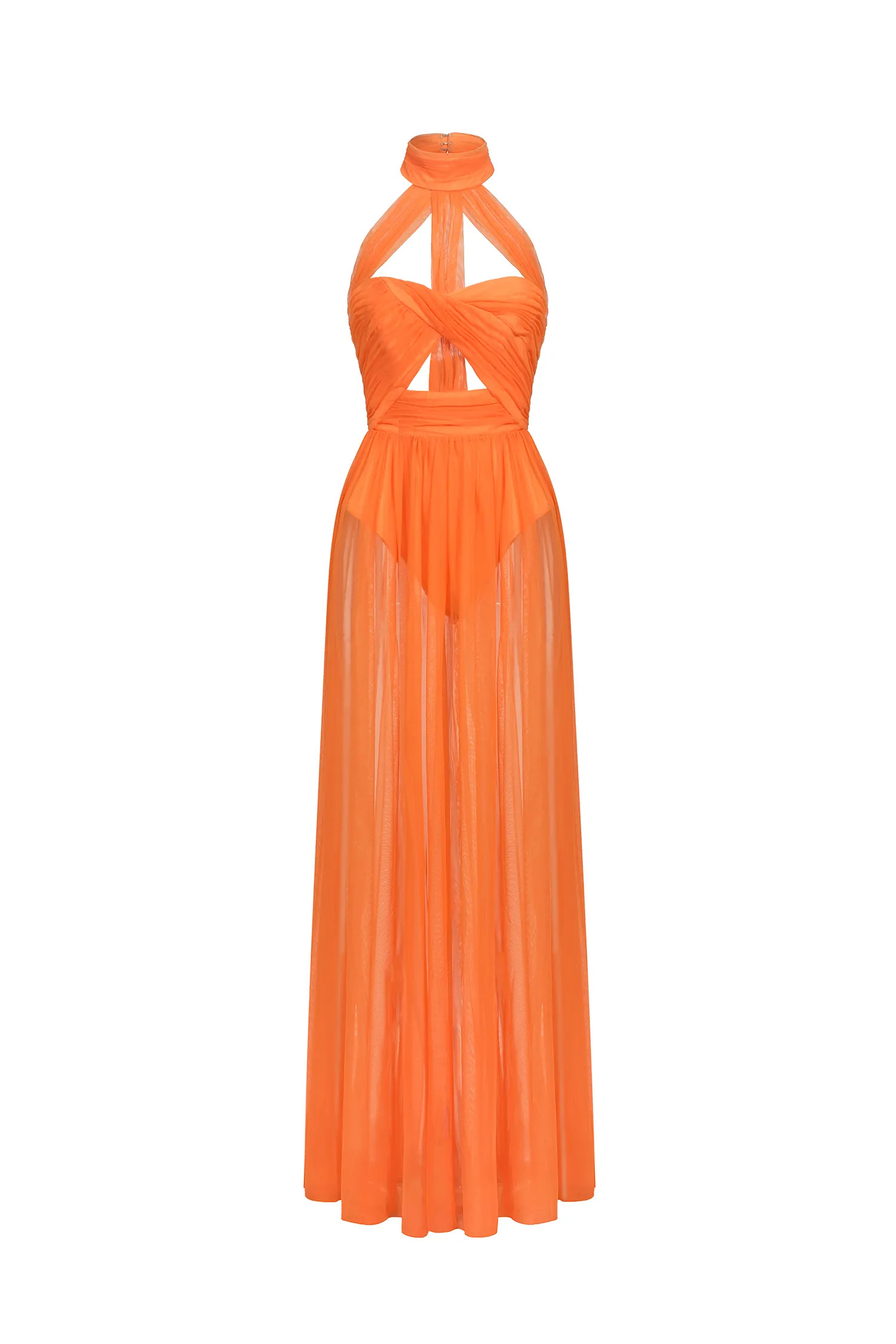 Rivka Halterneck Twist Mesh Maxi Dress | Bellabarnett Affiliate Marketing