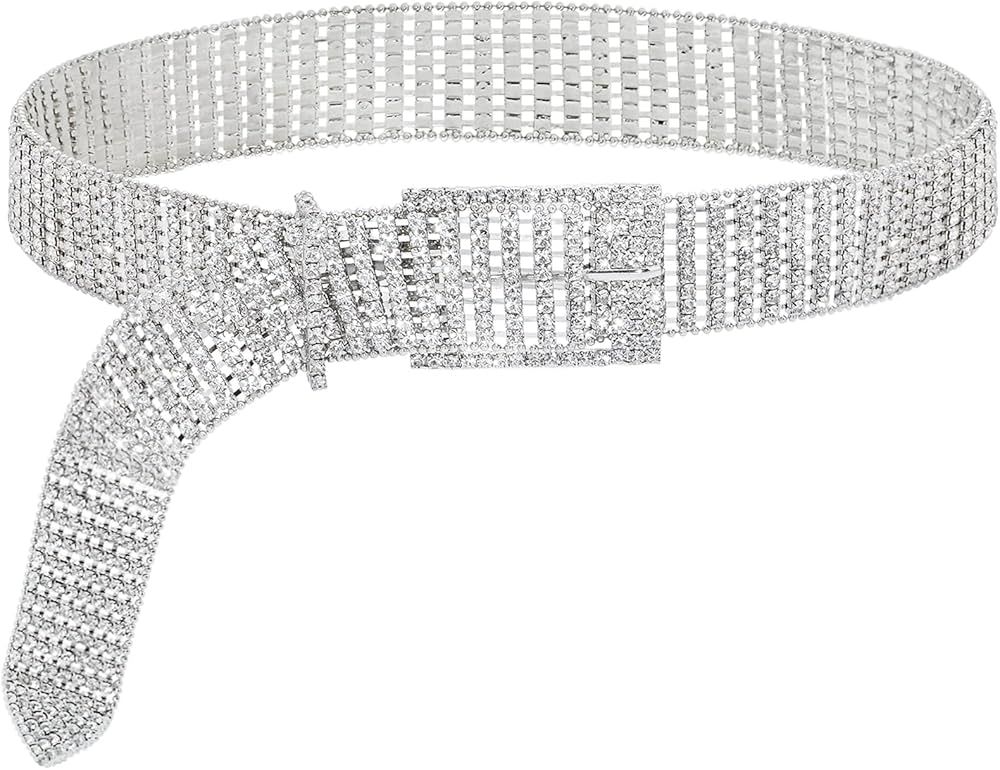 Crystal Waist Belt for Women Rhinestone Chain Belt O-Ring Waistband Belt for Dress | Amazon (US)