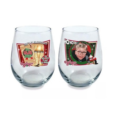 ICUP, Inc. A Christmas Story Iconic Quotes 21oz Stemless Wine Glass Set | 2 Glasses | Target