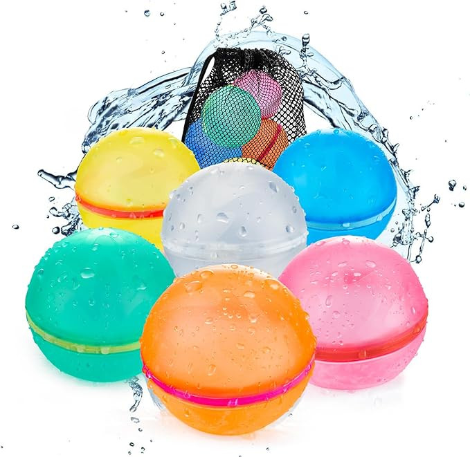6 PCS Reusable Water Balloons, Refillable Magnetic Water Balls for Outdoor Games, Self Sealing Wa... | Amazon (US)