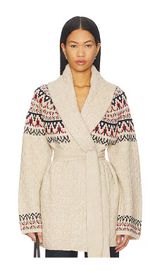 Tularosa Renada Fair Isle Cardigan in Oatmeal Multi from Revolve.com | Revolve Clothing (Global)