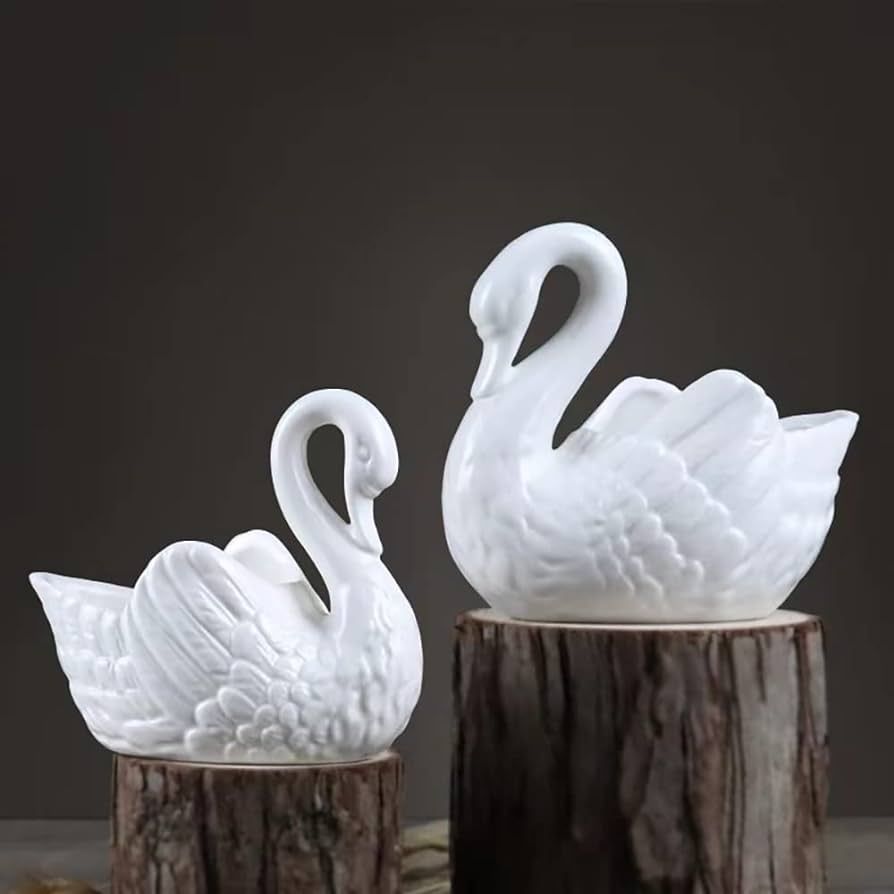 XESAGSNV White Ceramic Flowerpot, Swan Flowerpot, Succulent Flowerpot, Medium Temperature Porcela... | Amazon (US)