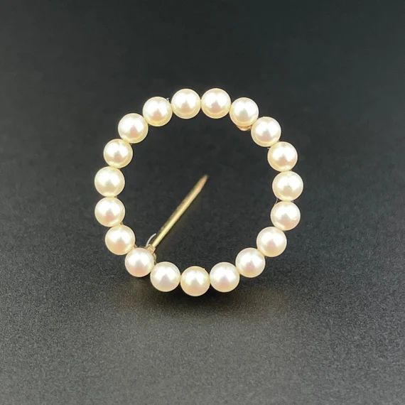 Antique Pearl Brooch, Edwardian 14K Gold Pearl Circle Brooch Pin, 1900s Vintage Jewelry | Etsy (US)