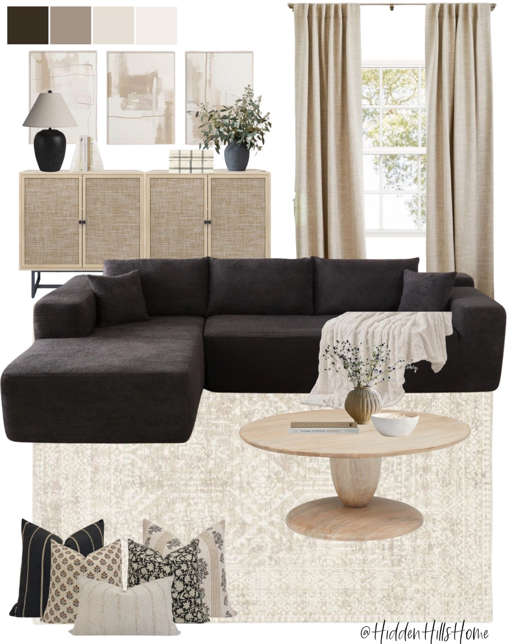 Black couch added to neutral tones for a classy, modern living room design, modern classic living room design inspiration #livingroom

#LTKHome #LTKSaleAlert #LTKSeasonal
