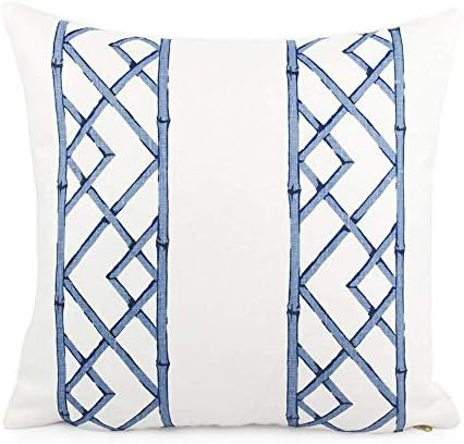 Flowershave357 Blue and White Sarah Richardson Kravet Latticely Ultramarine 18x18 Throw Pillow Cover | Amazon (US)