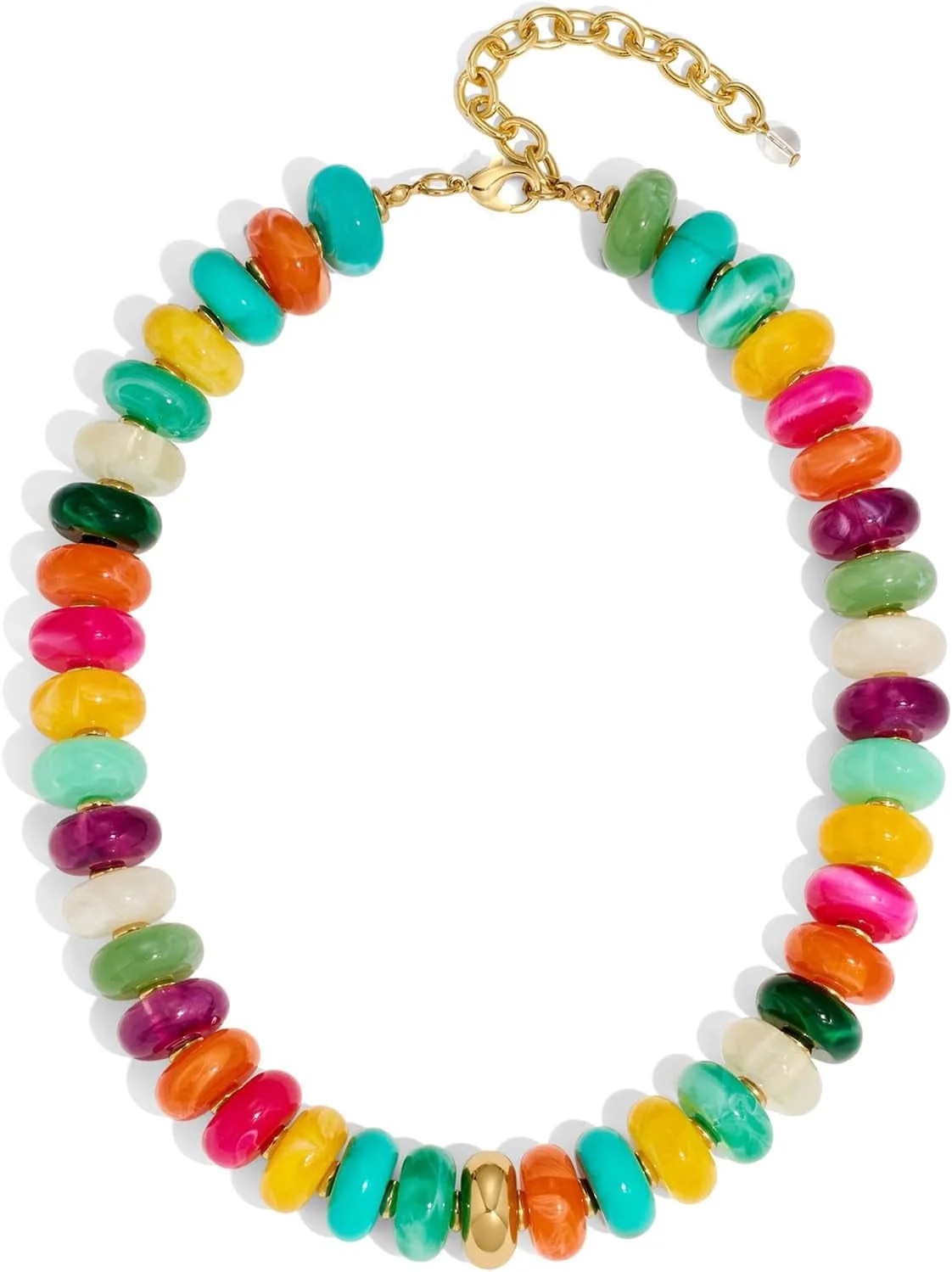 HolidayQbee Beaded Necklace for Women Chunky Beaded Turquoise Necklace Boho Oval Big Bead Stateme... | Walmart (US)