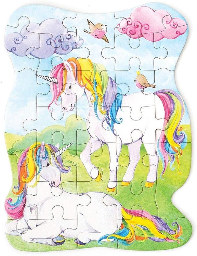 Playhouse Rainbow Unicorns 25-Piece Die-Cut Shaped Mini Puzzle for Kids | Amazon (US)