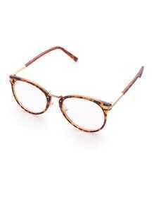 Leopard Frame Metal Arm Clear Lens Glasses | ROMWE