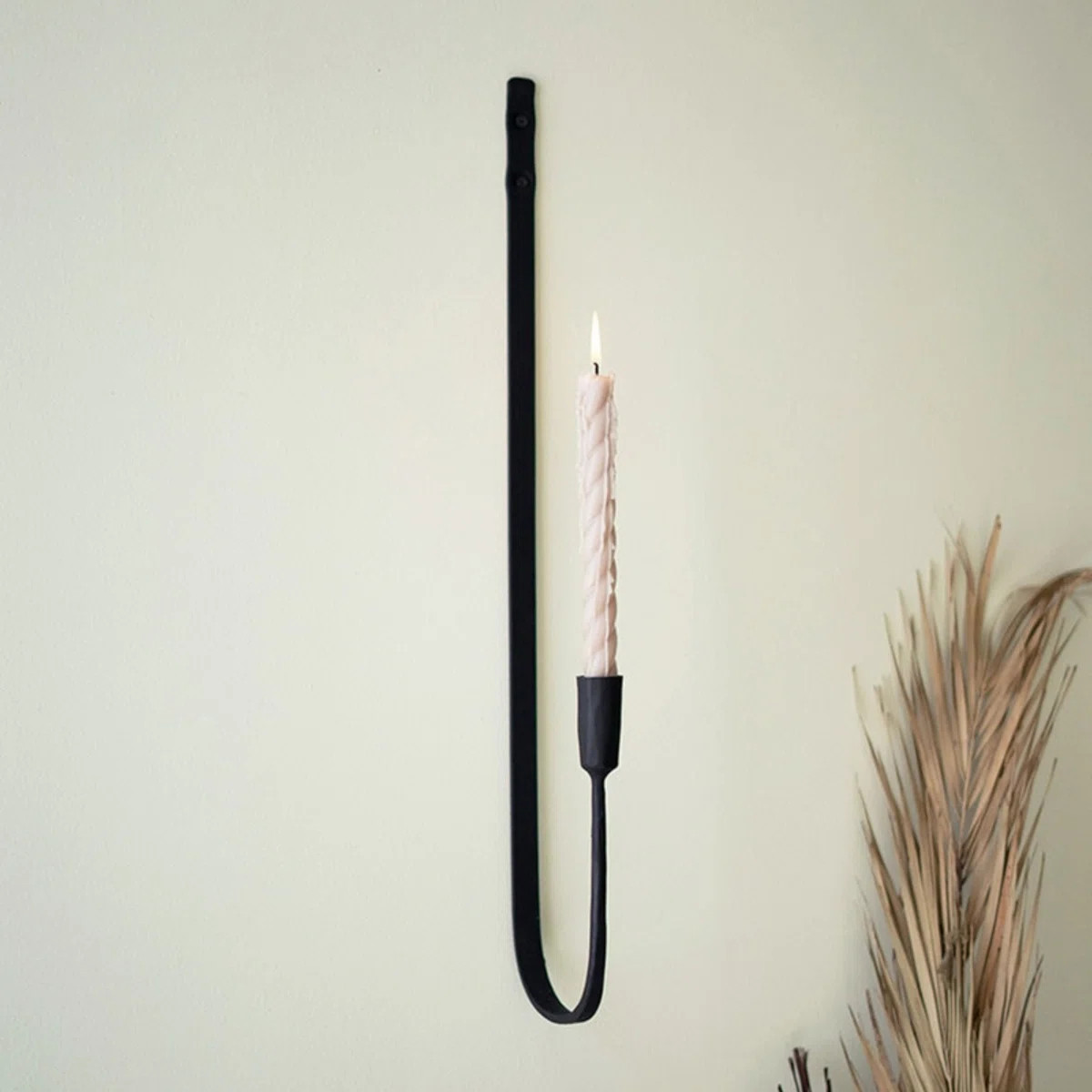 Kalalou Forged-Iron Single Taper Wall Sconce \u2013 24" Tall Handcrafted Set of 2 | Wayfair North America