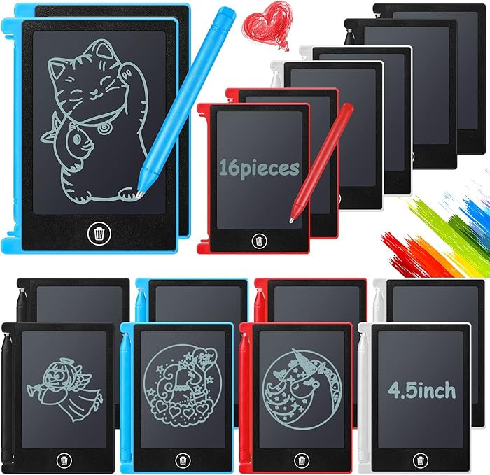 Nezyo 16 Pieces 4.5 Inch Mini LCD Writing Tablet for Kids Electronic Doodle Board Colorful Drawin... | Amazon (US)