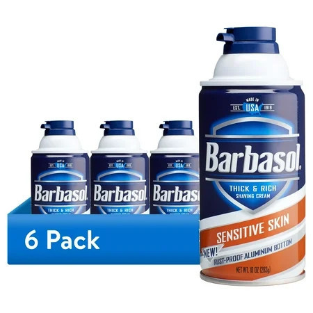 (6 pack) Barbasol Sensitive Skin Thick & Rich Shaving Cream for Men, 10 oz | Walmart (US)