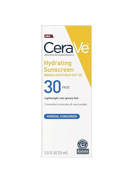 Cerave 100% Mineral Sunscreen SPF 30 | Face Sunscreen with Zinc Oxide & Titanium Dioxide for Sens... | Amazon (US)