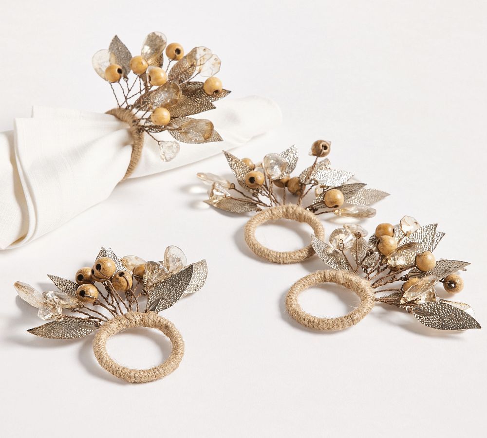 Rustic Leaf Napkin Rings - Set of 4 | Pottery Barn (US)