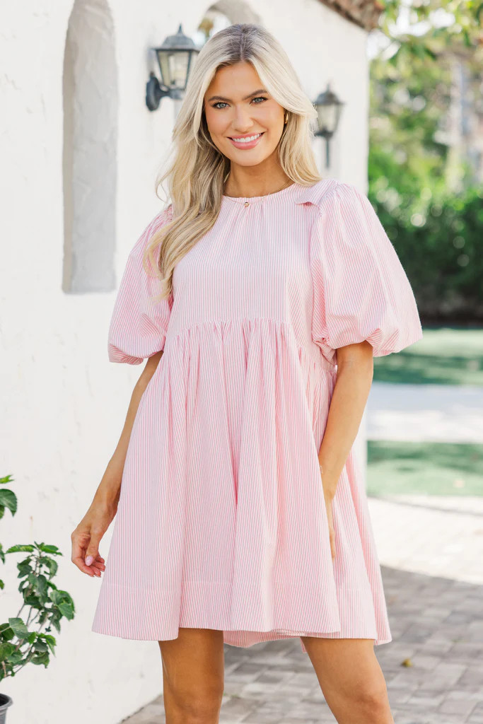 Dreaming Of The Day Pink Striped Babydoll Dress | The Mint Julep Boutique