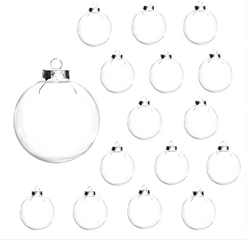 15 Pcs DIY Clear Fillable Christmas Ornaments, 2.36Inch Transparent Shatterproof Plastic Christma... | Amazon (US)