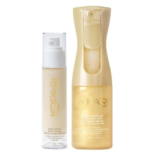Kopari Sun Shield Soft Glow Daily Face SPF 30 & Golden Sunglaze Sheer Body Mist Sunscreen SPF 50 | Amazon (US)