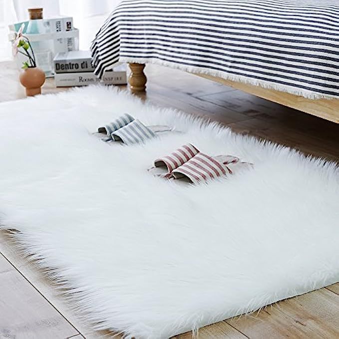 Carvapet Luxury Soft Faux Sheepskin Fur Area Rugs for Bedside Floor Mat Plush Sofa Cover Seat Pad fo | Amazon (US)