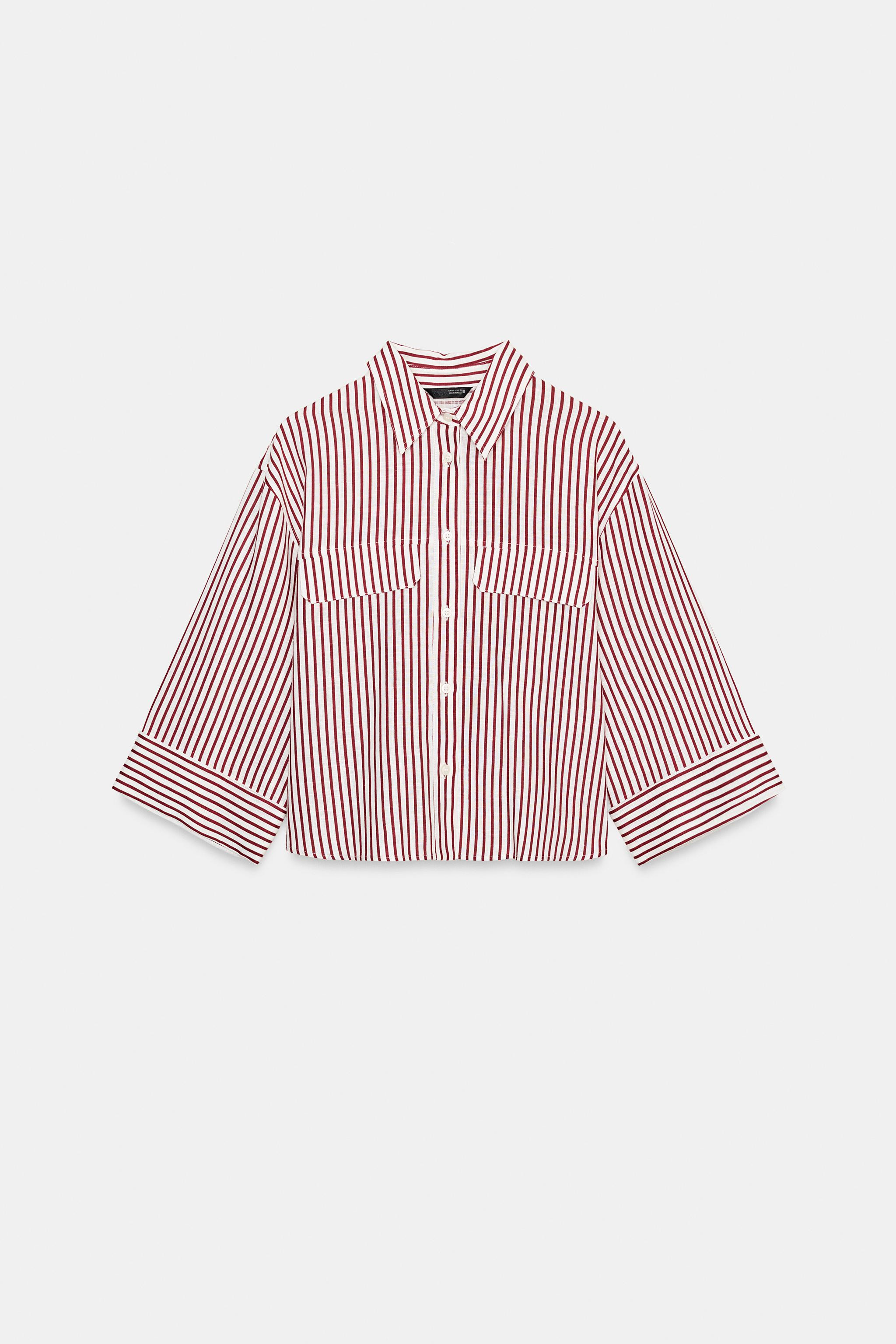 STRIPED LINEN BLEND SHIRT | Zara US