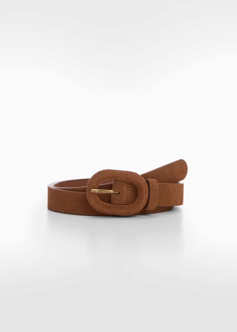 Wide buckle leather belt | MANGO (US)
