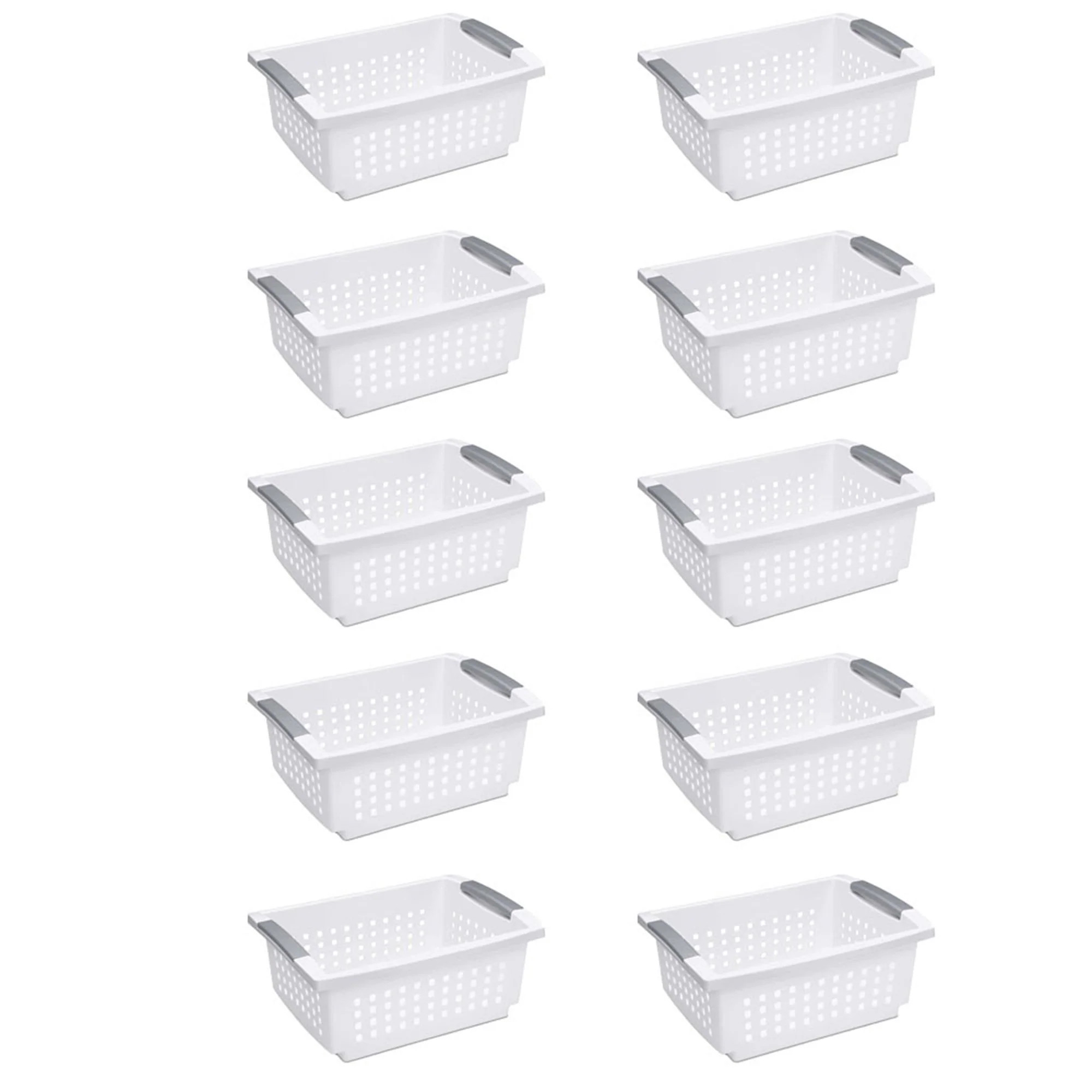 Sterilite 10-Pack (10.75-in W x 6.25-in H x 14.75-in D) White Plastic Stackable Bin | 158834 | Lowe's