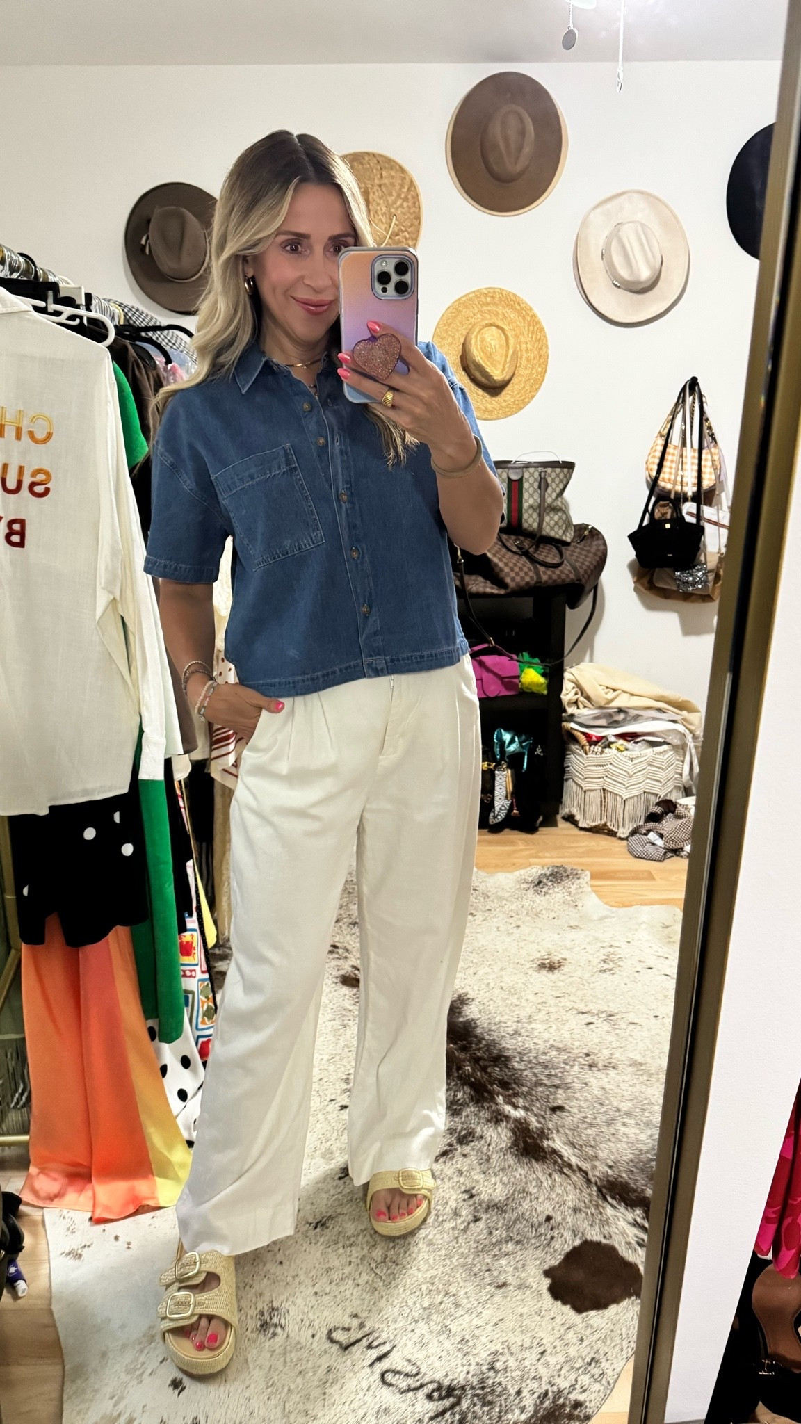 Classic outfit for a day in Newport Beach with our friends! Love this crop denim top and you can never go wrong with some classic linen pants. Paired with my favorite Amazon sandals.

#LTKootd #LTKTravel #LTKSeasonal