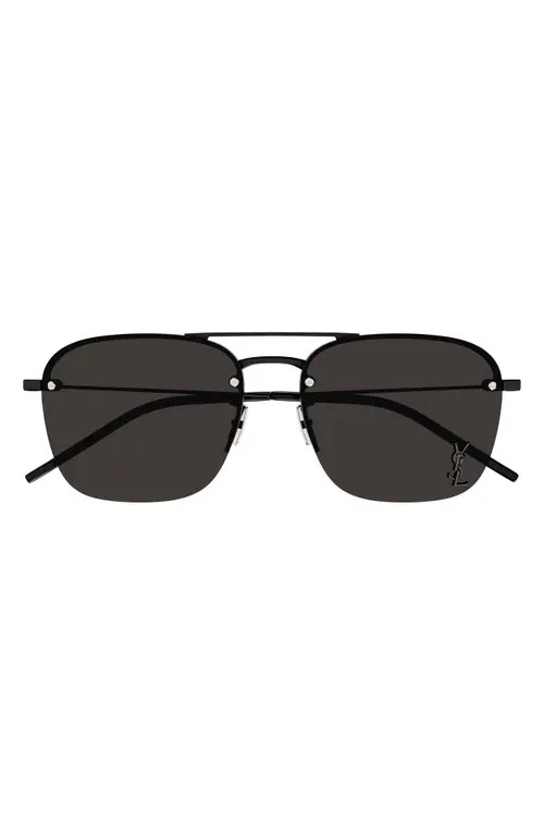 Saint Laurent 59mm Tinted Aviator Sunglasses in Black at Nordstrom | Nordstrom