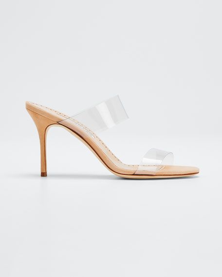 Manolo Blahnik Scolto PVC Two-Strap Sandals | Bergdorf Goodman