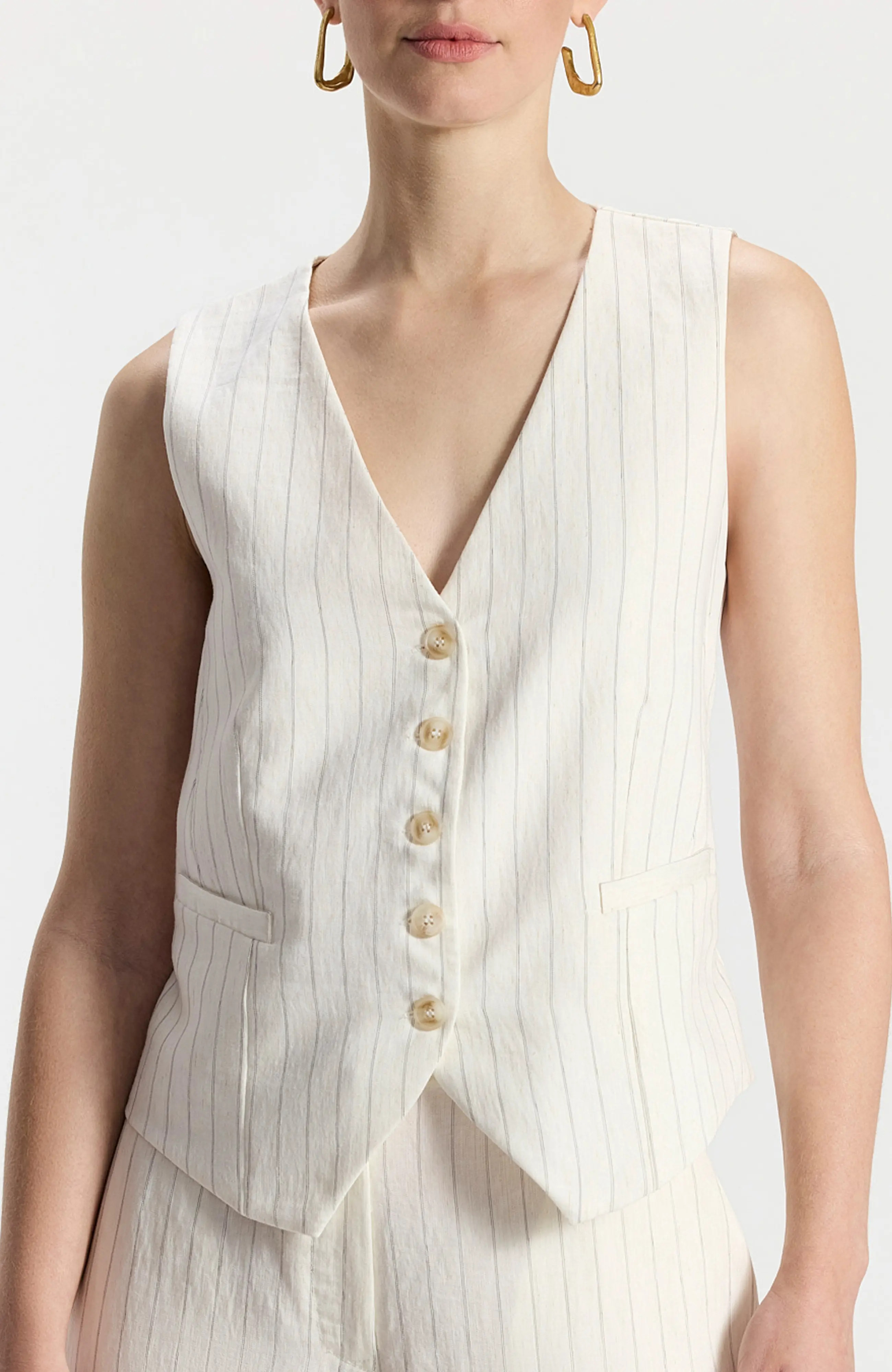 Ronen Chen Liliana Tailored V-Neck Pinstripe Vest (Women) | Nordstrom | Nordstrom