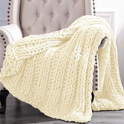 Modern Threads Chunky Knit Acrylic Throe Blanket, 50" x 60", Ivory | Target