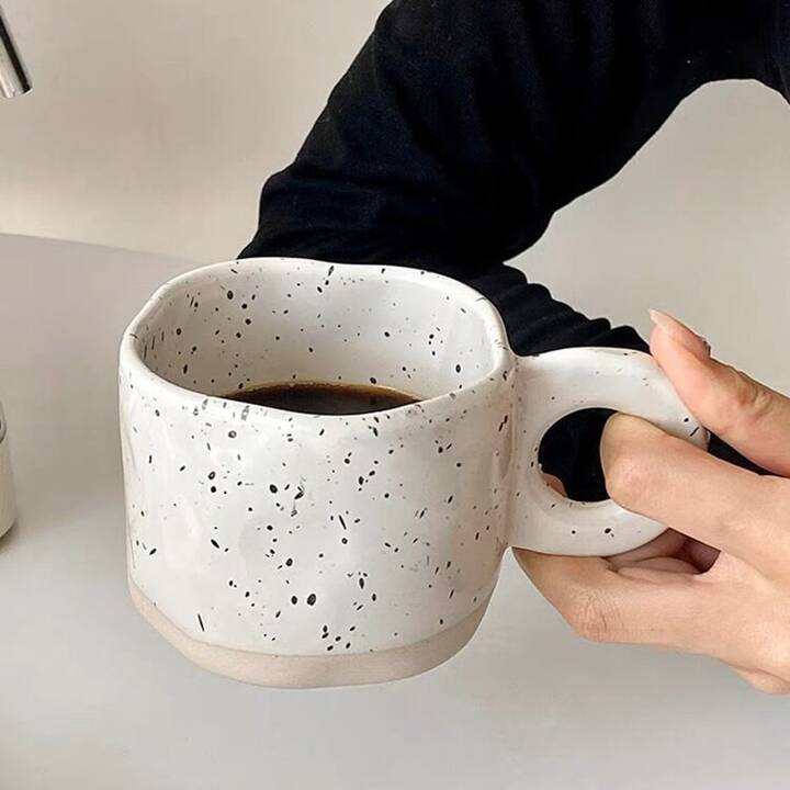 1pc Handmade Ink Splatter Designed Scandinavian Style Coarse Pottery Coffee Cup Creative Personal... | SHEIN