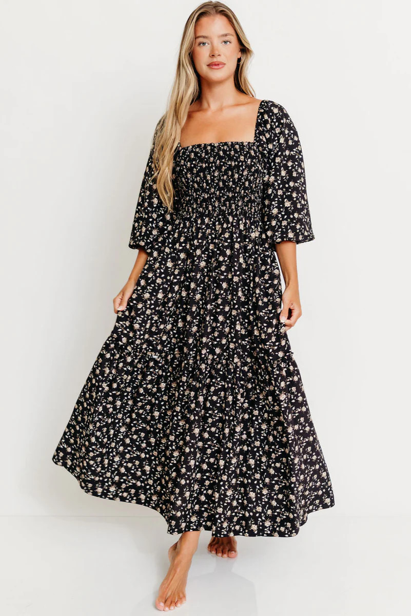 Felicia Midi Dress in Black | Worth Collective