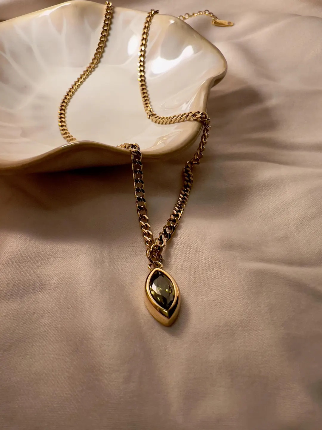 18K Gold Plated Stainless Steel With Colorful Gemstones - the Glimmering Marquise Pendant Necklac... | Etsy (US)