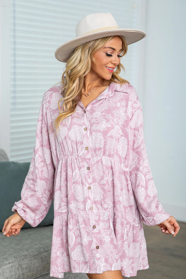 A Different World Purple Paisley Shirt Dress | Pink Lily