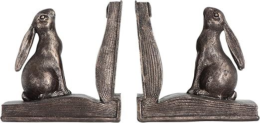 Creative Co-Op Rustic Bronze Rabbit on Book Resin Bookends (Set of 2 Pieces) | Amazon (US)