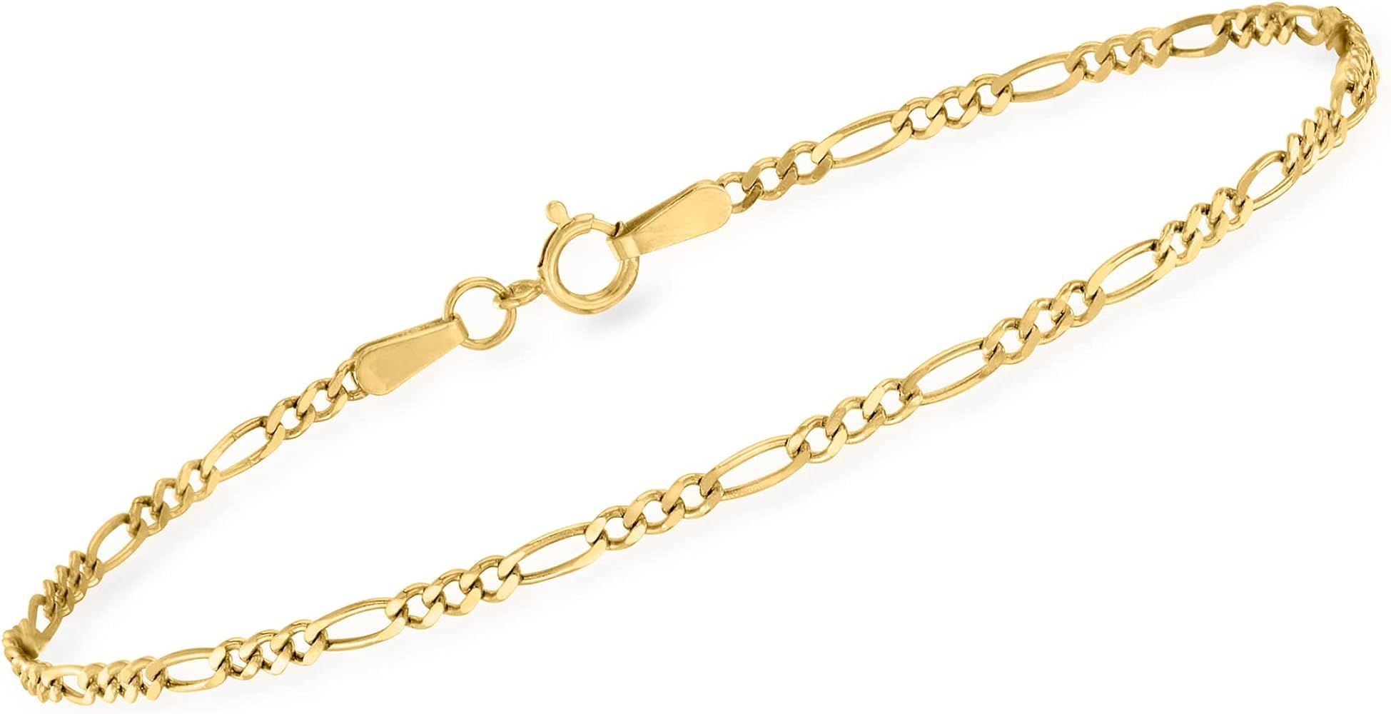 Ross-Simons RS Pure 1.9mm 14kt Yellow Gold Figaro-Link Bracelet. 7 inches | Amazon (US)