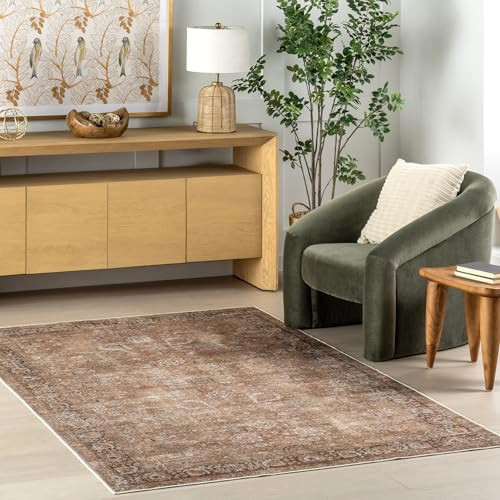 Nuloom Bayberry Light Brown Medallion Washable Area Rug, 9' x 12' | Amazon (US)