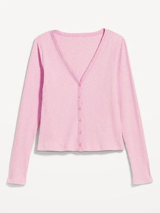 Button-Front Rib-Knit Top for Women | Old Navy (US)