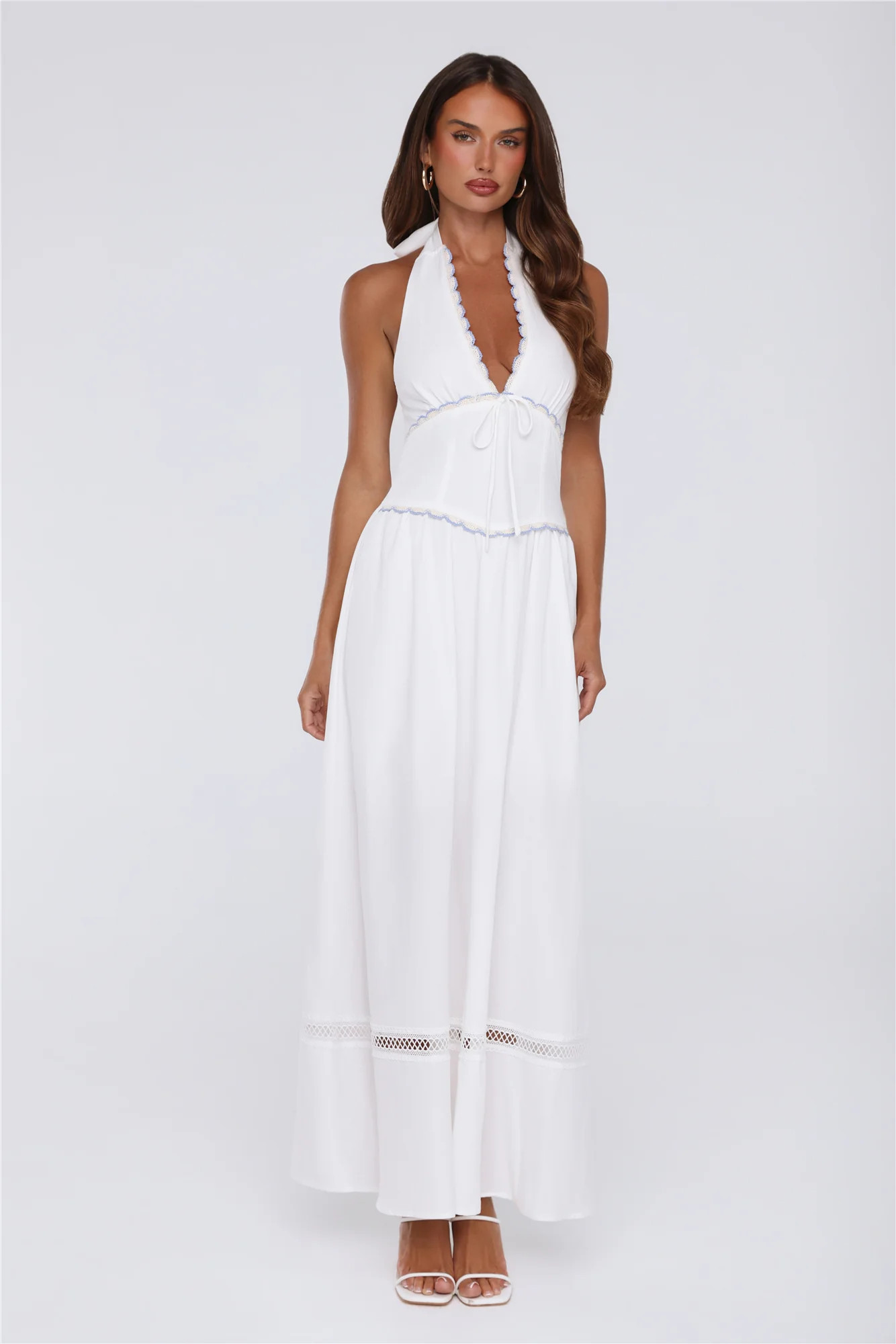 Pastel Promises Halter Maxi Dress White | Hello Molly (US)