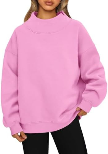 Women's Oversized Mock Neck Sweatshirt, Mock Neck Sweatshirt Women, Slit Mock Neck Oversized Swea... | Amazon (US)