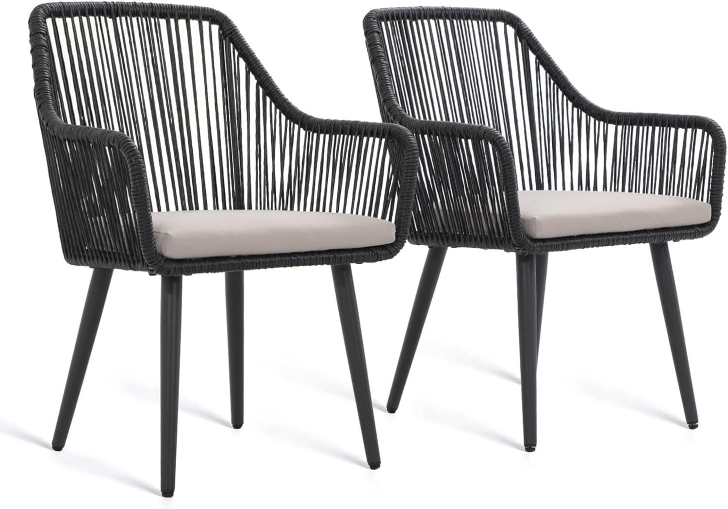 JOIVI Patio Dining Chairs Set of 2, Outdoor Rattan Chairs with Armrest and Cushions for Outside L... | Amazon (US)