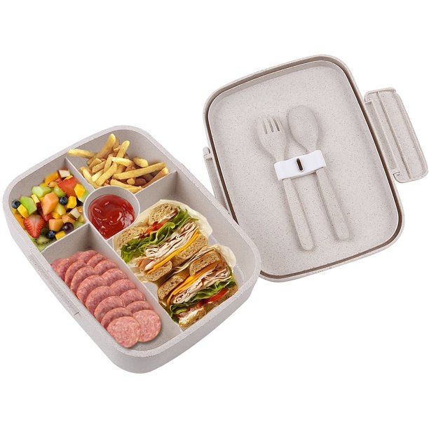 BriGenius 5 Compartments Bento Lunch Box Leakproof Lunch Containers for Kids Adult - Walmart.com | Walmart (US)