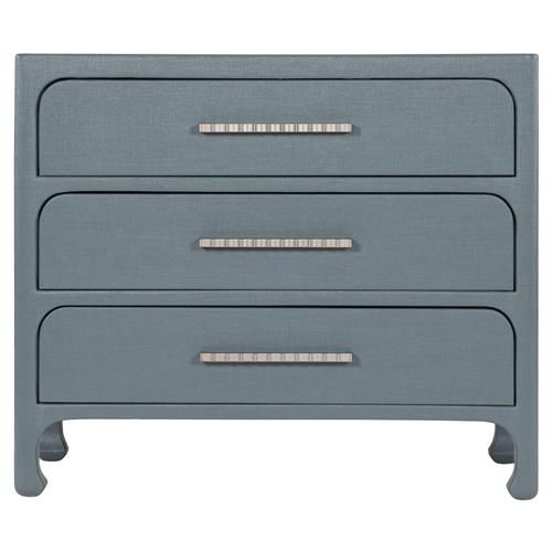 Spencer Modern Classic Blue Wood 3 Drawer Bachelor Chest Dresser | Kathy Kuo Home