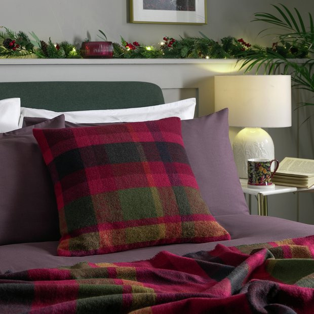 Habitat Christmas Check Print Cushion -Multicoloured-43x43cm | Habitat UK