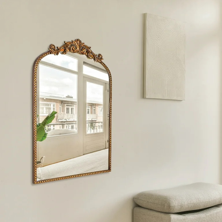 20" x 30" Filigree Arch Metal Wall Mirror Decor in Gold - Walmart.com | Walmart (US)