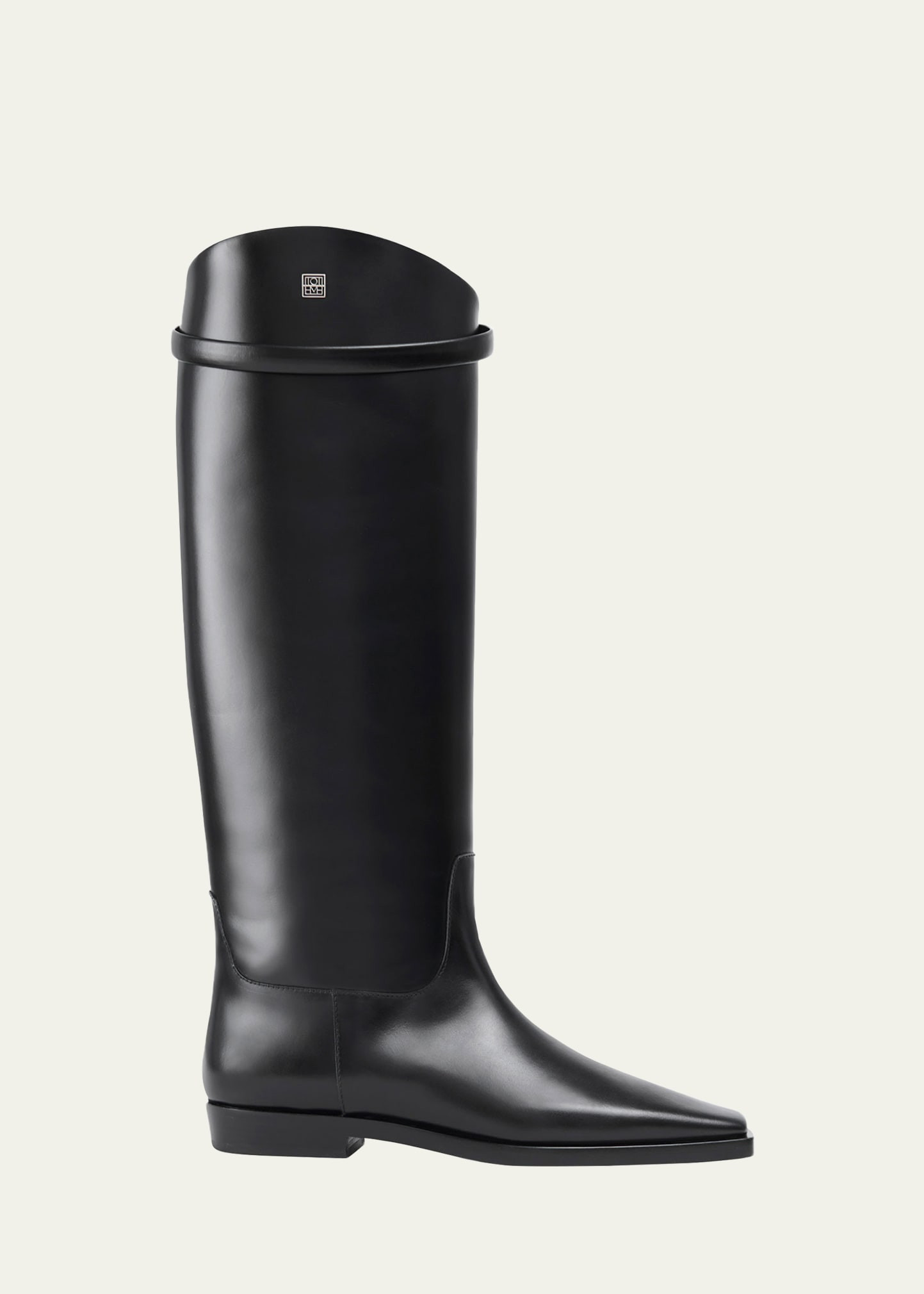 Toteme Square-Toe Leather Riding Boots | Bergdorf Goodman