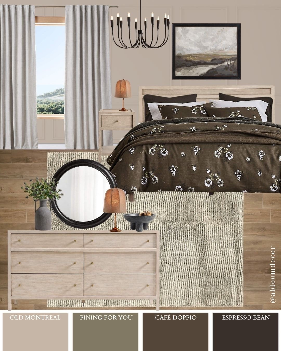 Moody Olive Floral Bedroom Mood Board

#LTKHome